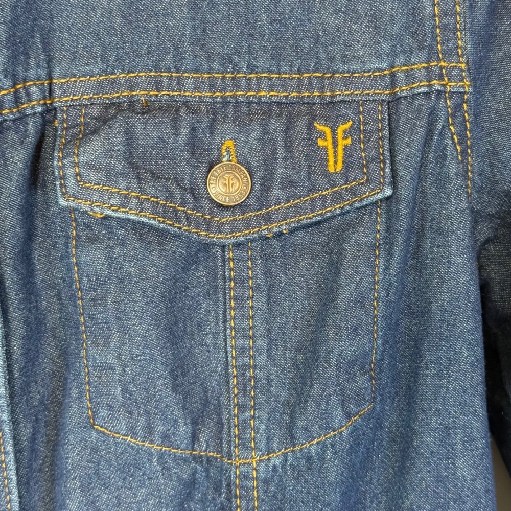 Frye Denim Shirt Dress Womens Medium Blue Excellent Button‎ Front Long Sleeve - Picture 4 of 9